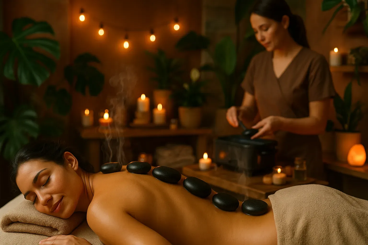 Masaje con Piedras Calientes